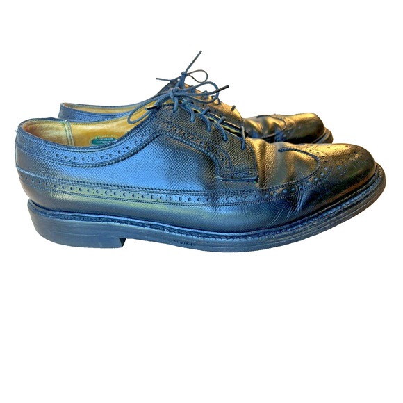 FLORSHEIM IMPERIAL 92604 Kenmoor Gunboat Vintage Black Wing Tip Shoes Size 9.5 D main image 9